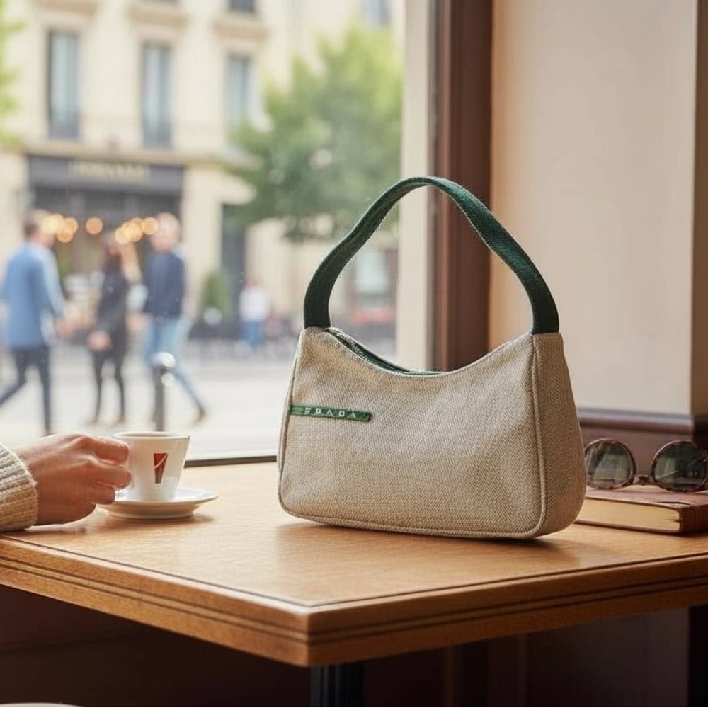Prada canvas shoulder bag